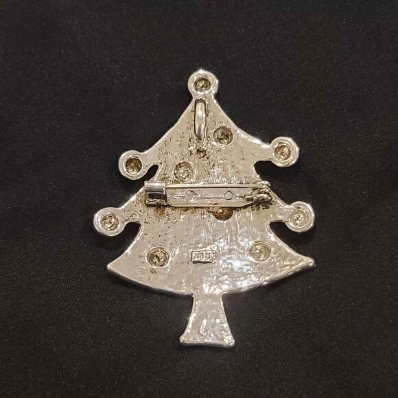 Vintage Signed MJ Marie Jennifer Christmas Tree Brooch Pendant - Picture 2 of 7